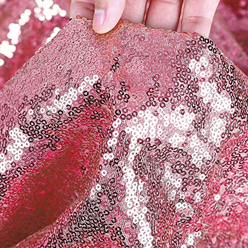 Image of B-COOL Sequin Tablecloth Overlay Fuchsia Pink Glitz Linen Luxurious Square Overlay Celebrations Exhibition Wedding Covers Valentines Day 50 by 50