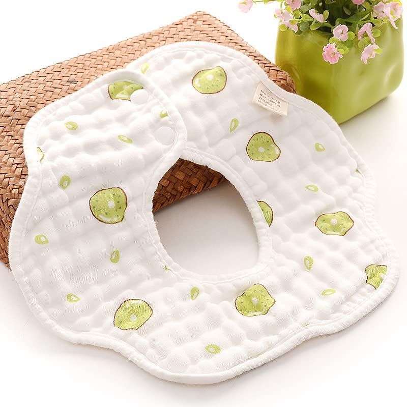 Image of BabyGo Muslin Cotton Baby Bibs | 6-Layer Soft & Absorbent Feeding Bibs for Infants & Toddlers, Washable, Reusable & Gentle on Baby's Skin | Set of 2 (Cherry Print, Multicolor)