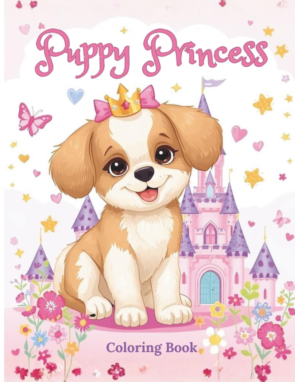 Puppy Princess Coloring Book: 40 Cute Royal Puppy Designs for Kids Ages 4–8