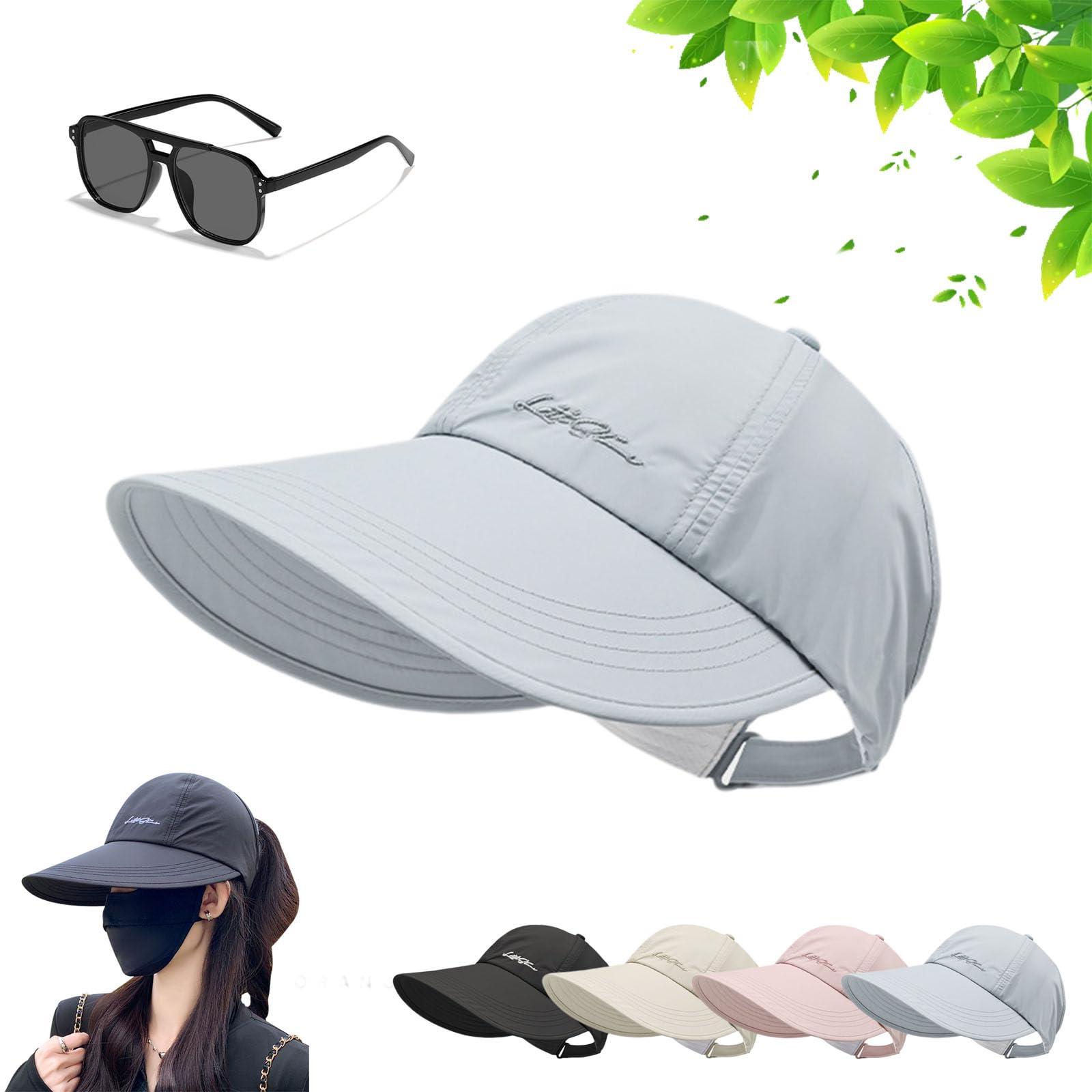 Jorcedi Unisex Blue Sunscreen Baseball Hat For Wide Brim Outdoor Uv Adjustable Half Hollow Top Cap, Lightweight Protection Sport Tennis Visor For Beach, Hiking & Sports (Blue)