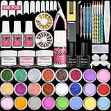 Nailabel Acrylic Nail Kit, Acrylic Powder, Liquid Monomer, Colored Acrylic Powder, Glitter,...