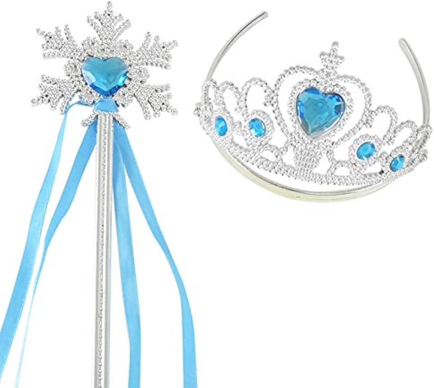 Princess Silk Wands Tiaras and Crowns for Girls Gem Wand Gold Set Blue