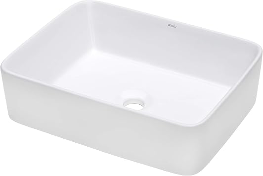 Ruvati 19 x 14 inch Bathroom Vessel Sink - White Rectangular Above Counter Porcelain Ceramic - Small Vessel Sink for Bathrooms - RVB1915