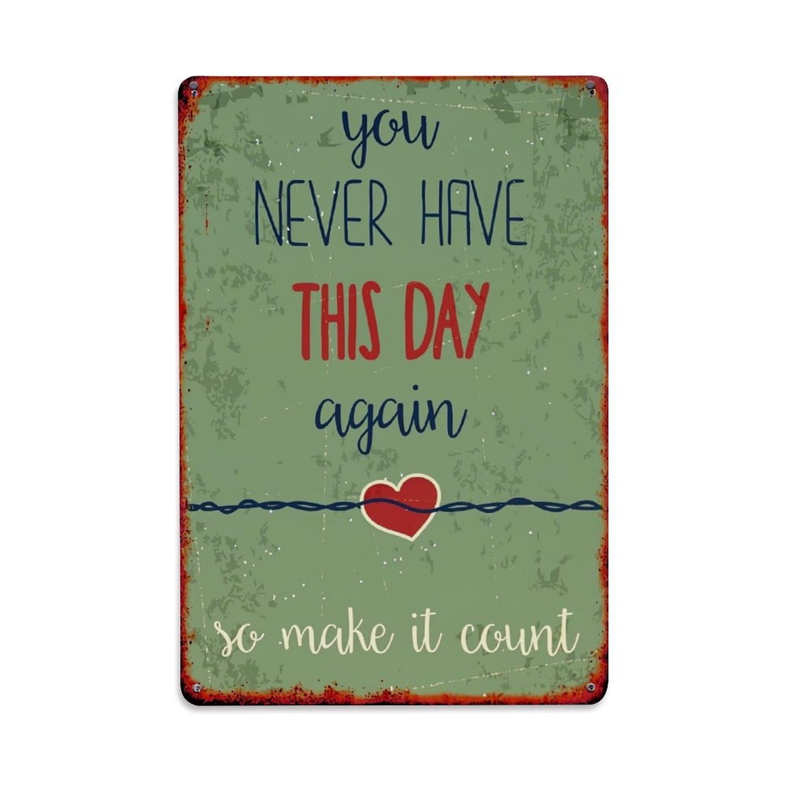 You Never Have This Day Again So Make It Count Retro Metal Tin Sign, Vintage Decor Art Poster for Bar, Home, Man Cave, Kitchen, Laundry Room Gift 8x12Inch
