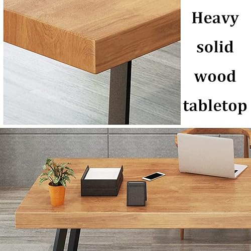 Miniatura 7 de Escritorio de madera maciza escritorio largo grande de pino natural patas de mesa de hierro forjado de alta carga mesa de juego de escritorio de