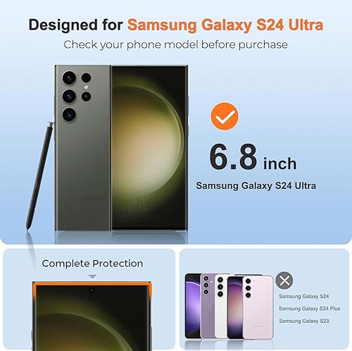 Miniatura 2 de PULEN Protector de pantalla para Samsung Galaxy S24 Ultra (paquete de 3) con 2 paquetes de protectores de lente de cámara, vidrio templado