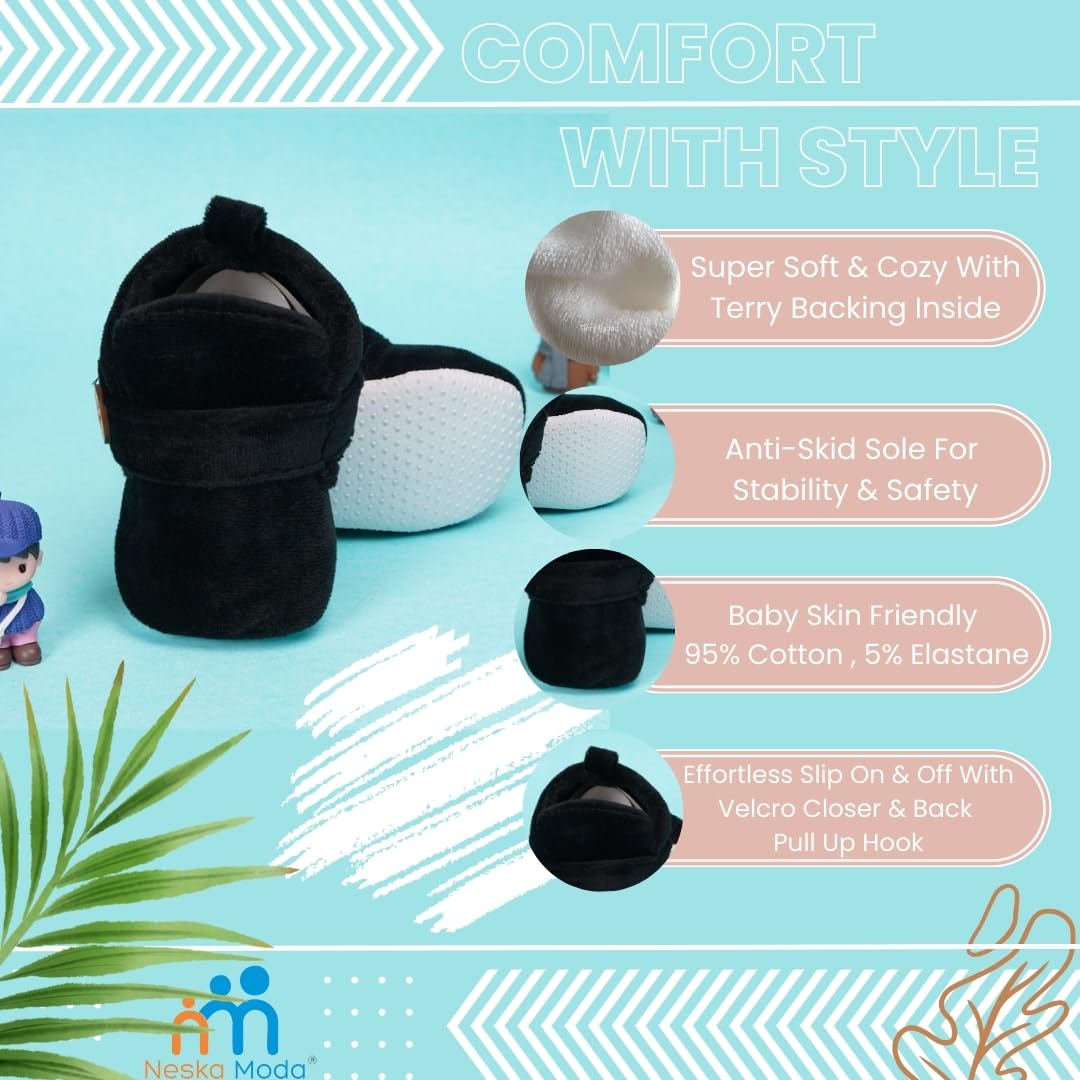 Neska Moda Baby Boys & Baby Girls 6 to 12 Months Velvet Booties 2 61YmtPOUkML. SL1080