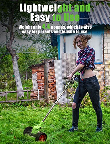 Electric Weed Eater, Foldable Cordless Weed Wacker Battery Powered, 3-In-1 Lightweight String Trimmer/Edger Lawn Tool/Brush Cutter With Adjustable Length & 3 Types Blades, For Garden And Yard #TOP1