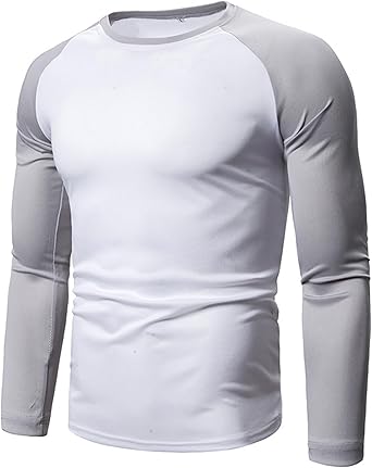 Mens Long Sleeve Shirts Classic Gym Workout Running T-Shirt Raglan Sleeve Color Block Lightweight Active Tee Tops