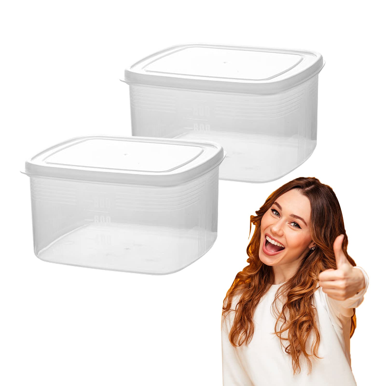 Caja De Almacenamiento del Refrigerador,Alta Capacidad Juego De Cajas De Almacenamiento con Tapa,Apto para Nevera Cocina Despensa Armarios Encimeras Cosméticos (B)