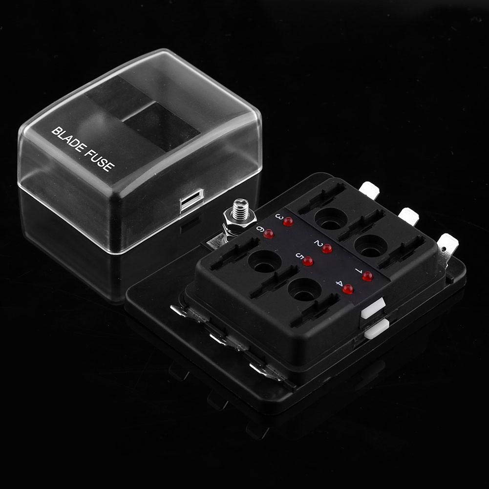 EBTOOLS pour 4-way blade box pour porte fusible 12v Support de bloc de boîte de fusible de lame de circuit de 6 manières avec le kit de voyant d'avertissement de LED pour la