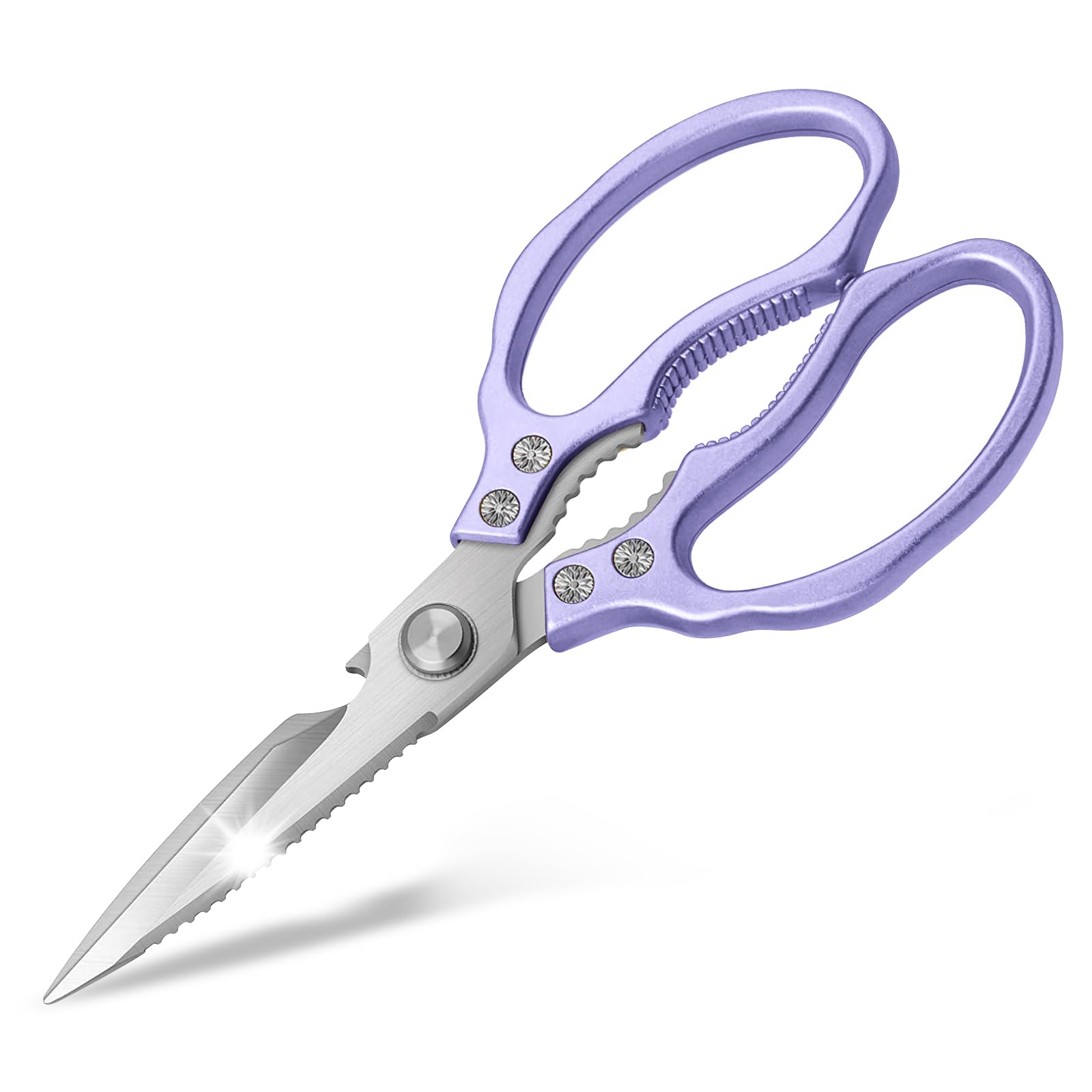 CGBE Kitchen Scissors Heavy Duty, Dishwasher Safe Kitchen Scissors, Multi-Purpose Kitchen Shears for Food, Non Slip Stainless Steel Sharp Cooking Scissors (Purple)