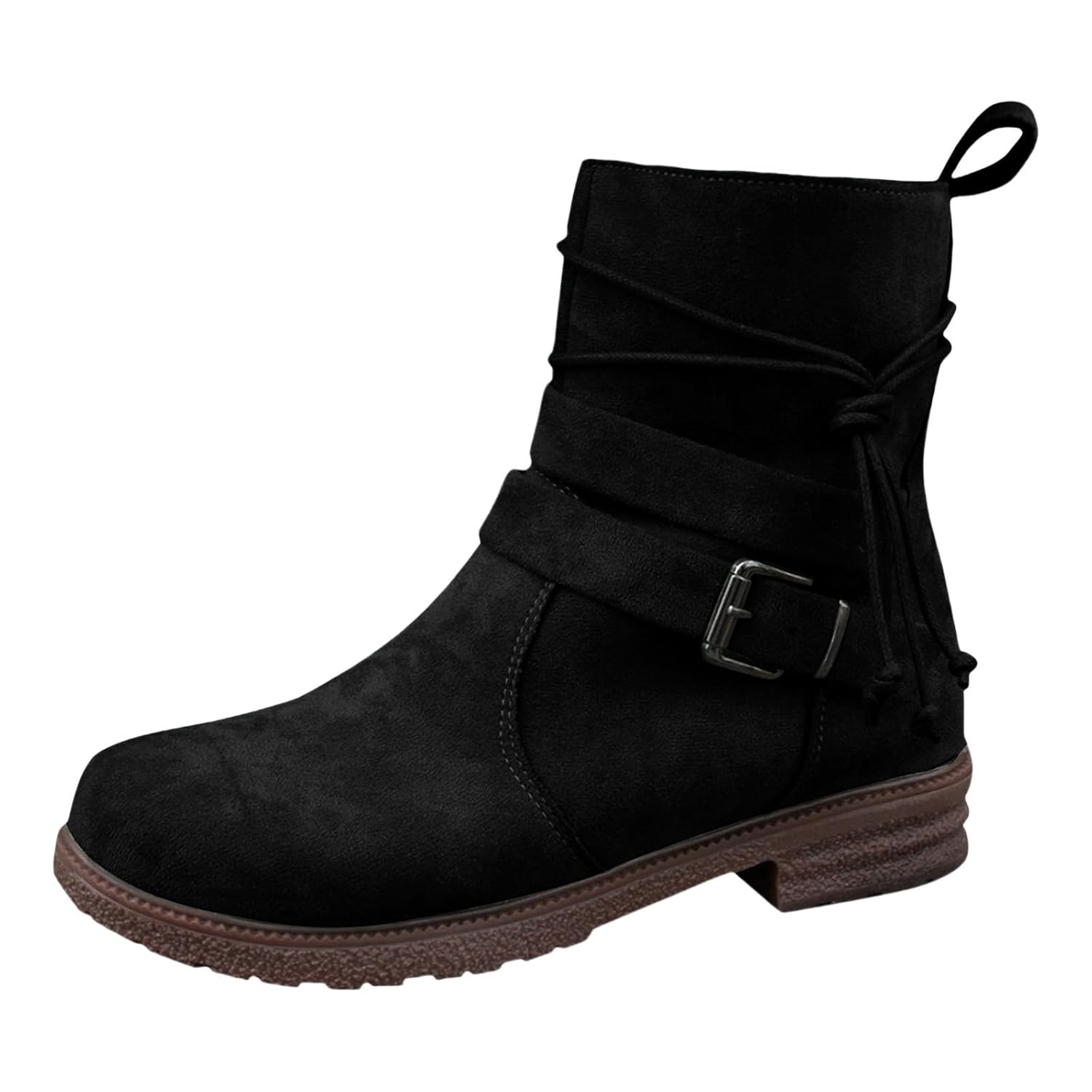 Ankle Boots for Women Casual Suede Lace Up Round Toe Chunky Block Low Heels Ankle Booties Western Cowgirl