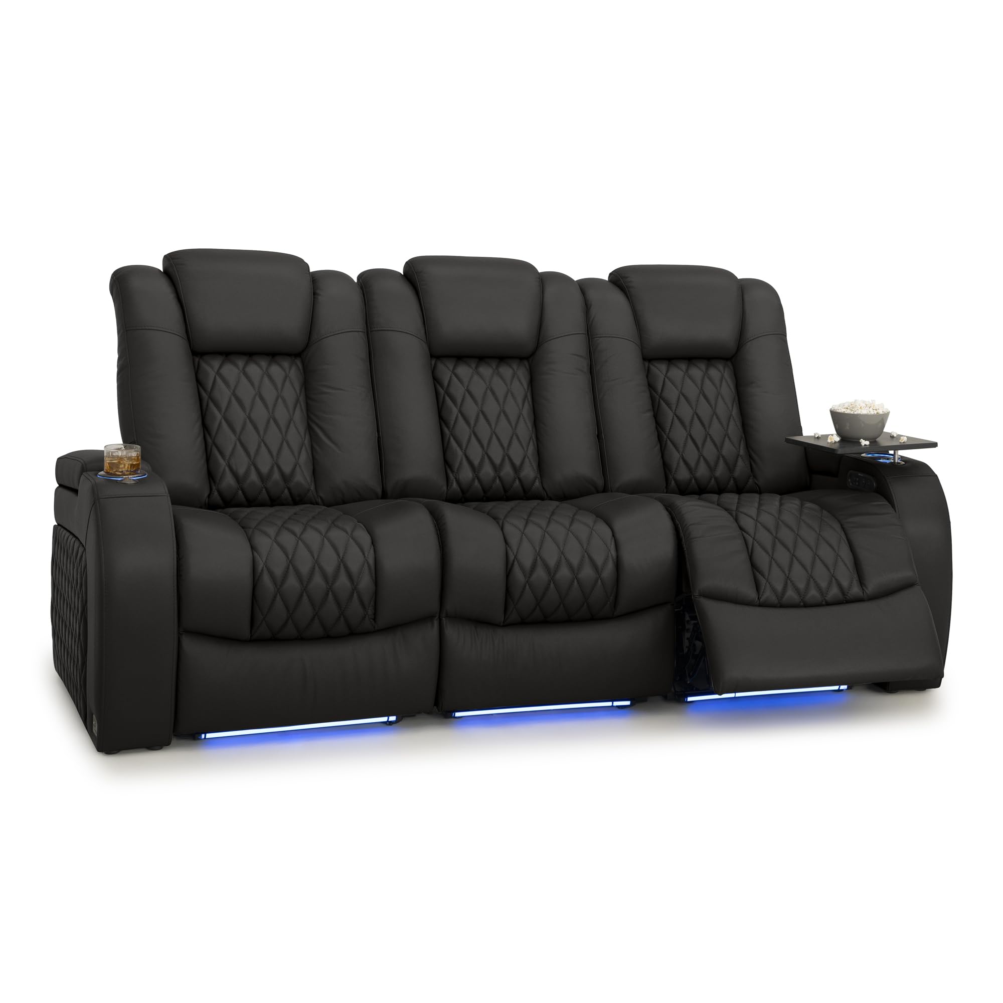 Seatcraft Diamante Home Theater Seating Black Row of 3 Sofa
