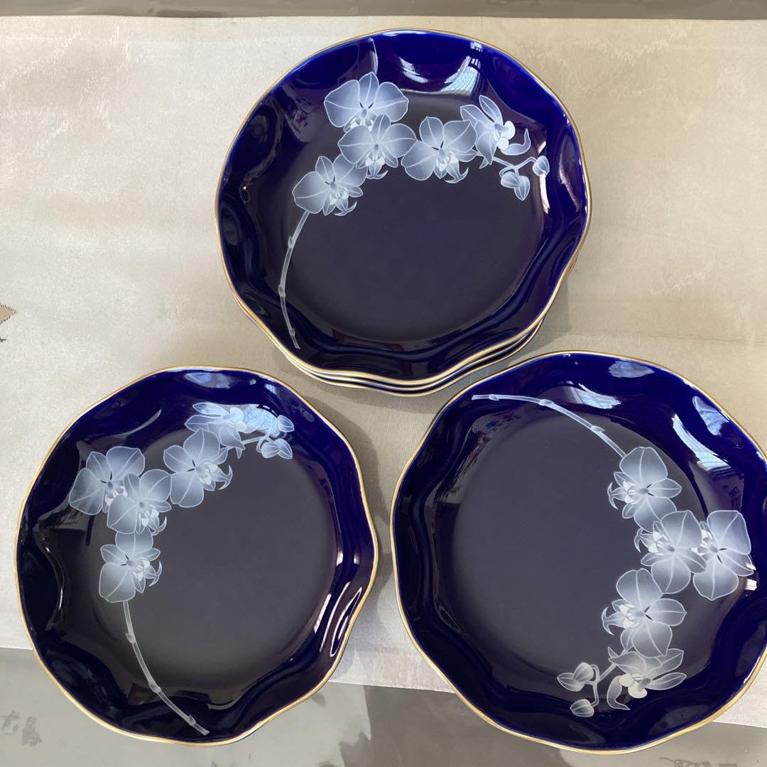 香蘭社 ルリ胡蝶蘭 フルーツ皿 5客セット 【公式通販】