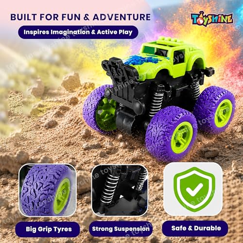 Image of Toyshine Friction Powered Push & Go Mini Rock Crawler 360 Drift Monster Car Truck Toy Return Gift for Kids Boys & Girls 3+, Multicolor