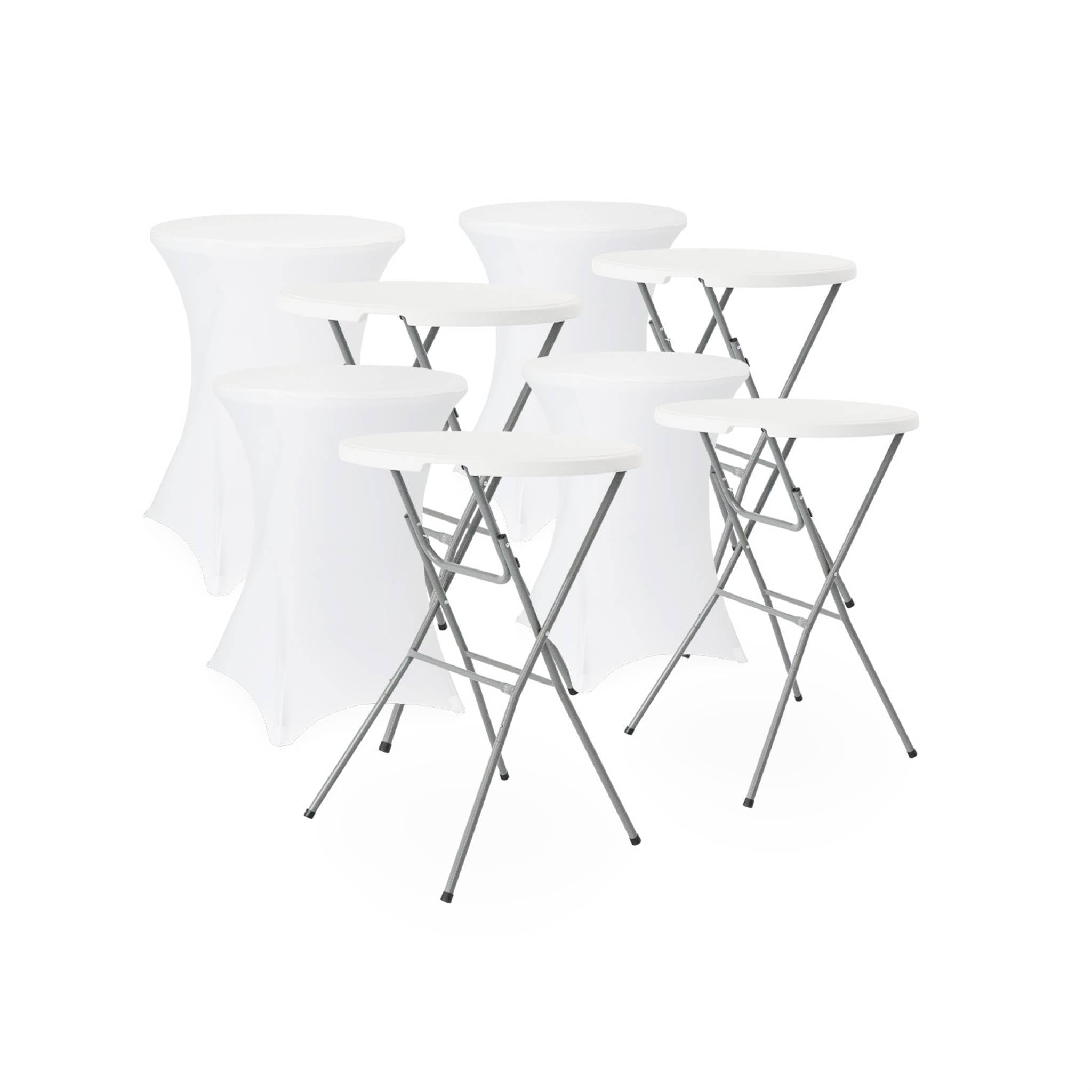 sweeek - Lot de 4 Tables de réception Pliantes Acier avec Housse de Protection Housse en Polyester Blanc Gala