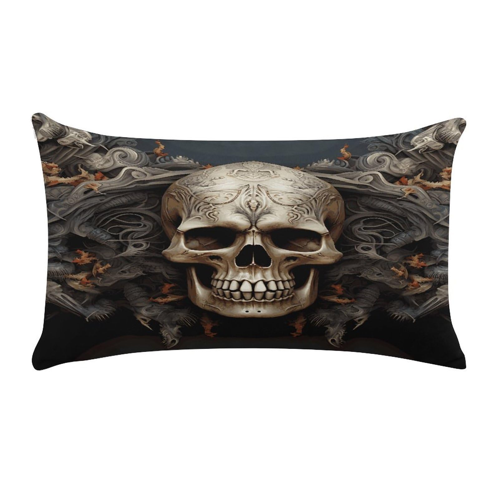 LDGSUPH Skulls Throw Pillow Cover with Zipper Long Throw Pillow Case Anti-Fading Pillow Protector Super Soft Decorative Cushion Case Exquisite Plush Pillowcase12 X 20 in