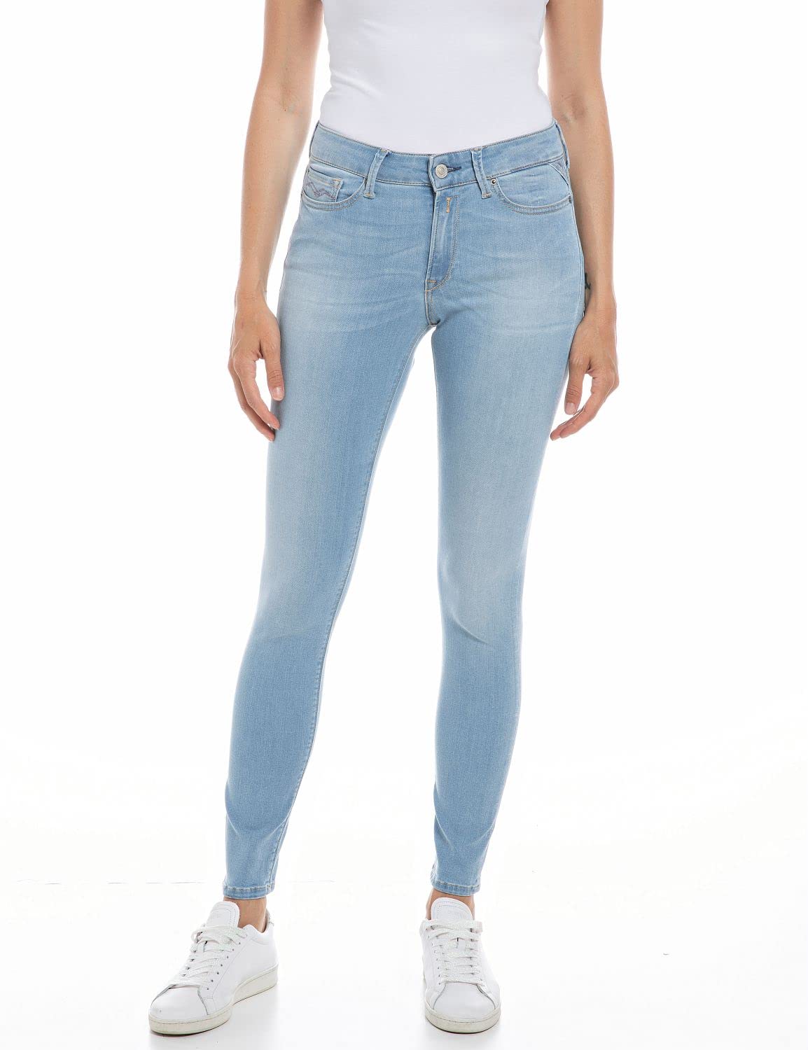 Replay Damen Jeans Luzien Skinny-Fit mit Power Stretch, Light Blue 010 (Blau), 23W / 30L