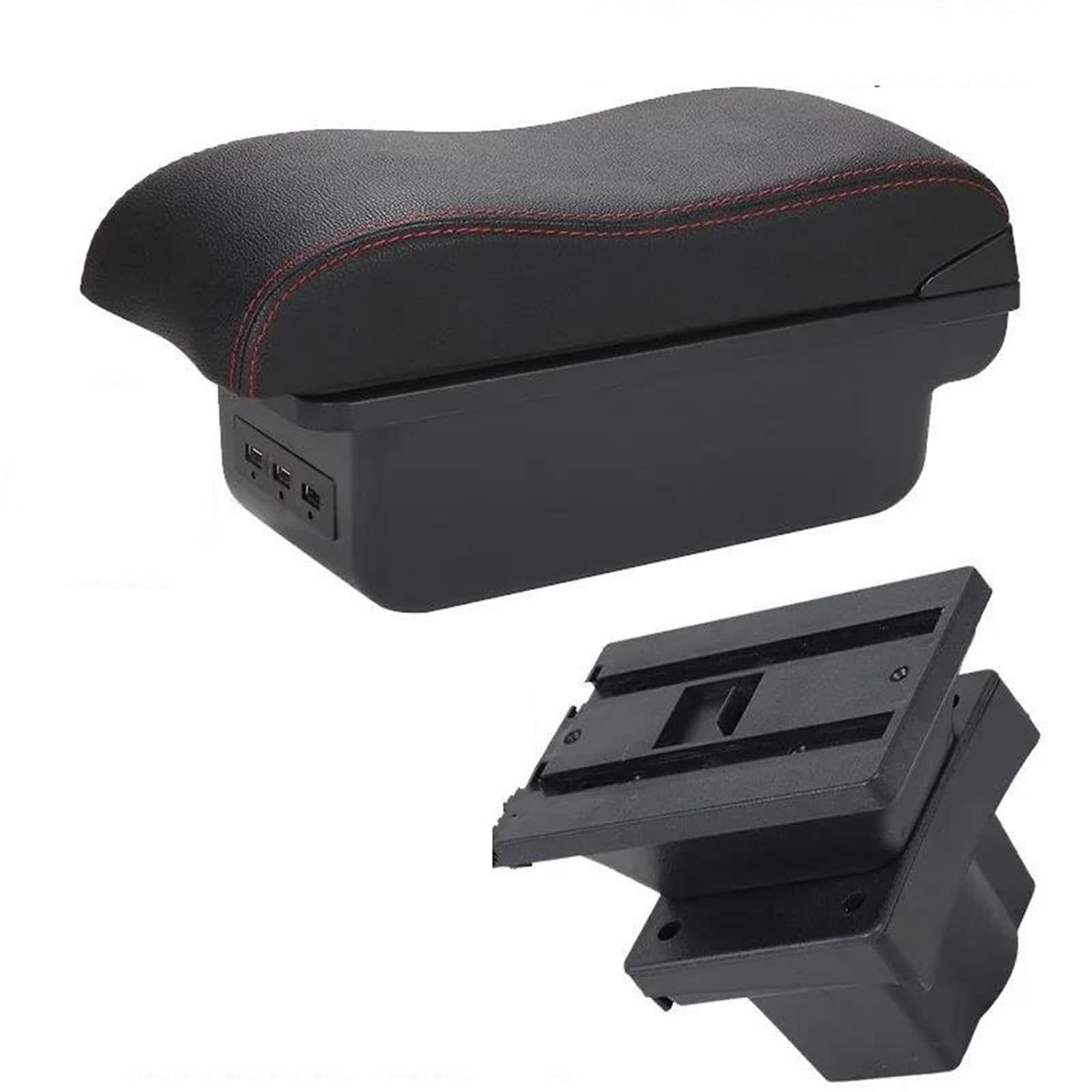 Hjkdsz B1 Black Red For Skoda For Octavia For Yeti Mk2 A5 Car Armrest Curved Box Surface Dedicated Storage Compartment Accessories(B1 Black Red)