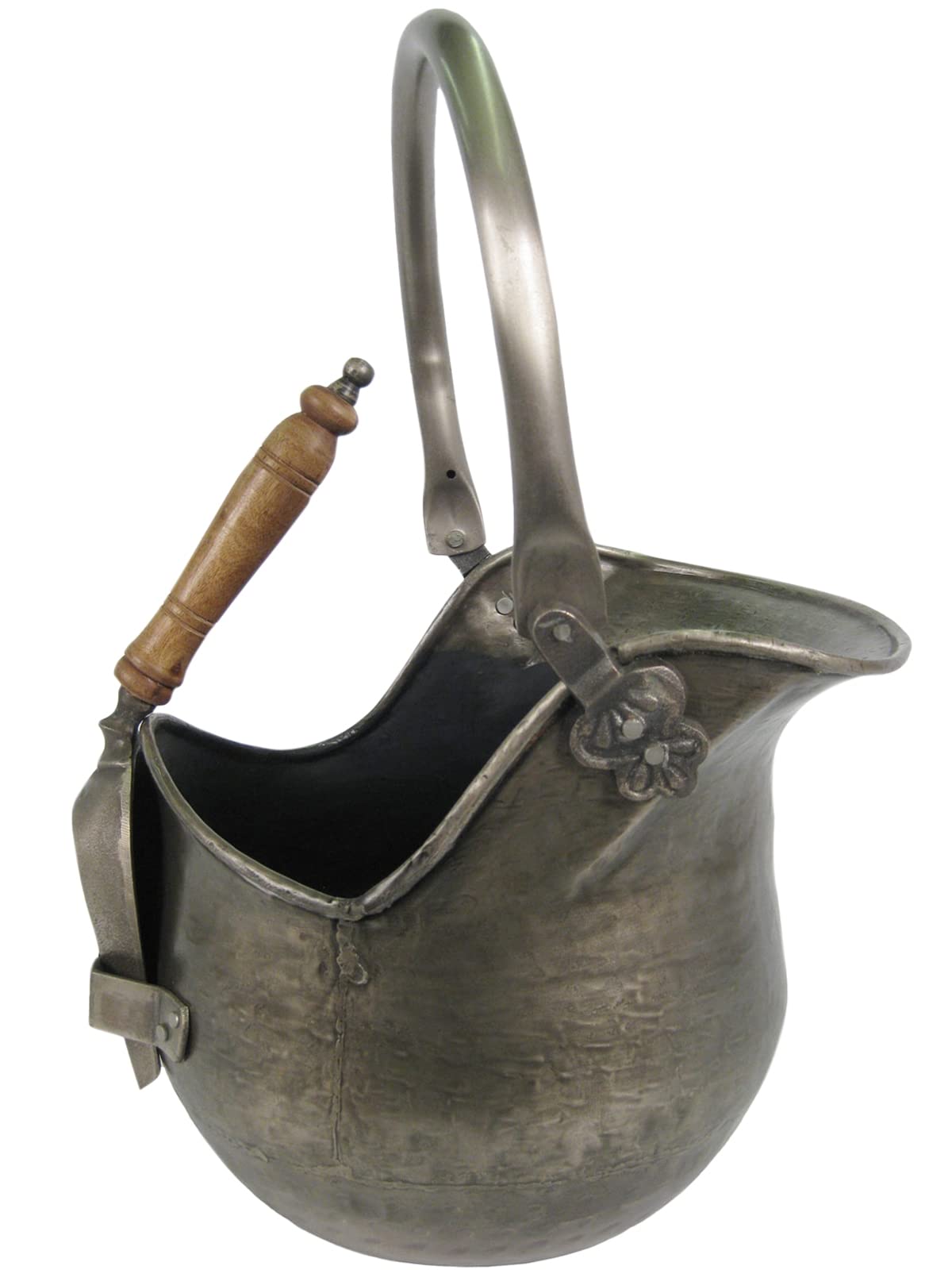 Middle-England 46cm Heavy Duty Classic Coal Scuttle with Shovel Antique Pewter Finish Bucket Hod Fireplace Accessory