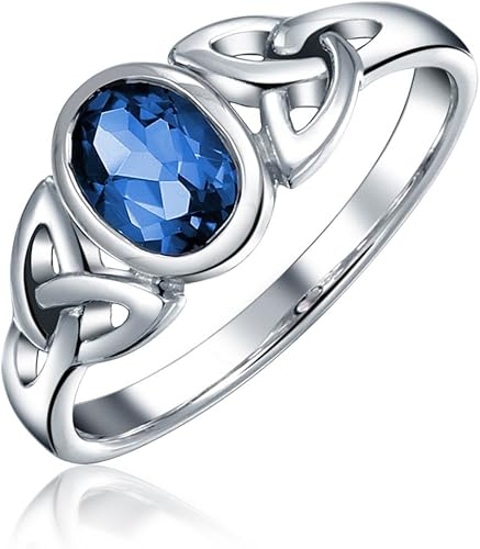 Personalize Friendship BFF Sorority Sister Celtic Knot Gemstone Moonstone Triquetra Promise Ring For Women Teens Oval Green Simulated Emerald Blue