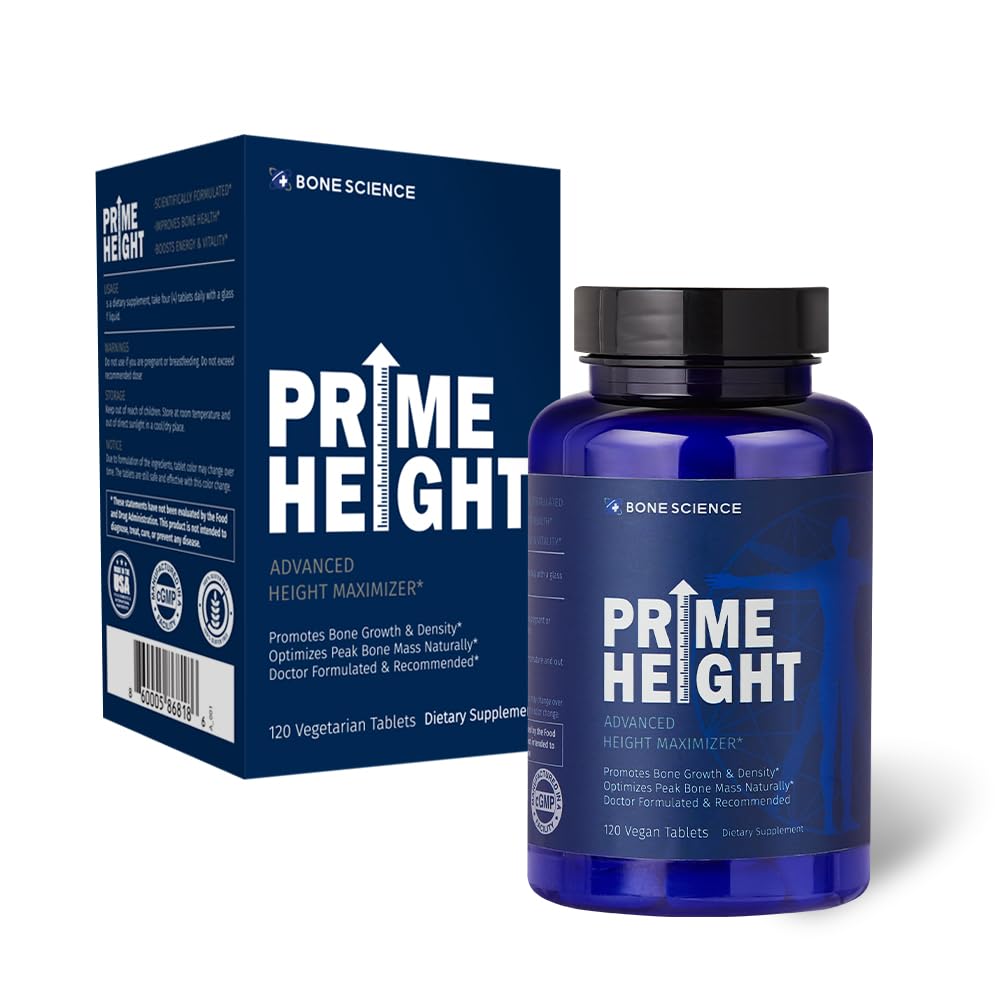 Prime Height Nutritional Support for Bone Health & Development - Comprehensive Supplement for Kids, Teens & Adults - 120 Vegan Tablet(UP)