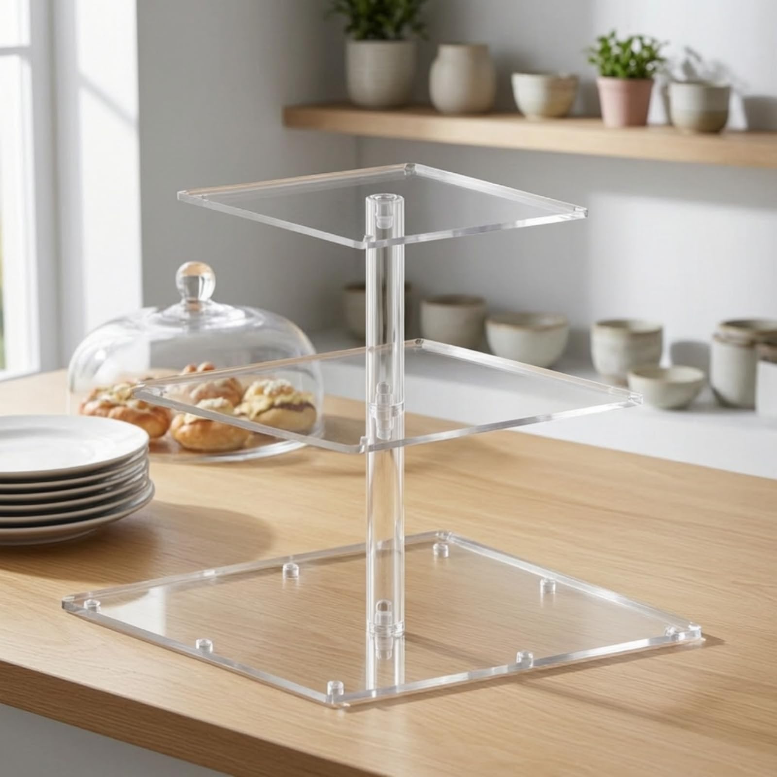 Soporte Expositor Acrílico Base Antideslizante Vitrina Iluminada y Montaje Fácil Adecuado para Bodas Cumpleaños Celebraciones de Postres, 5 Niveles