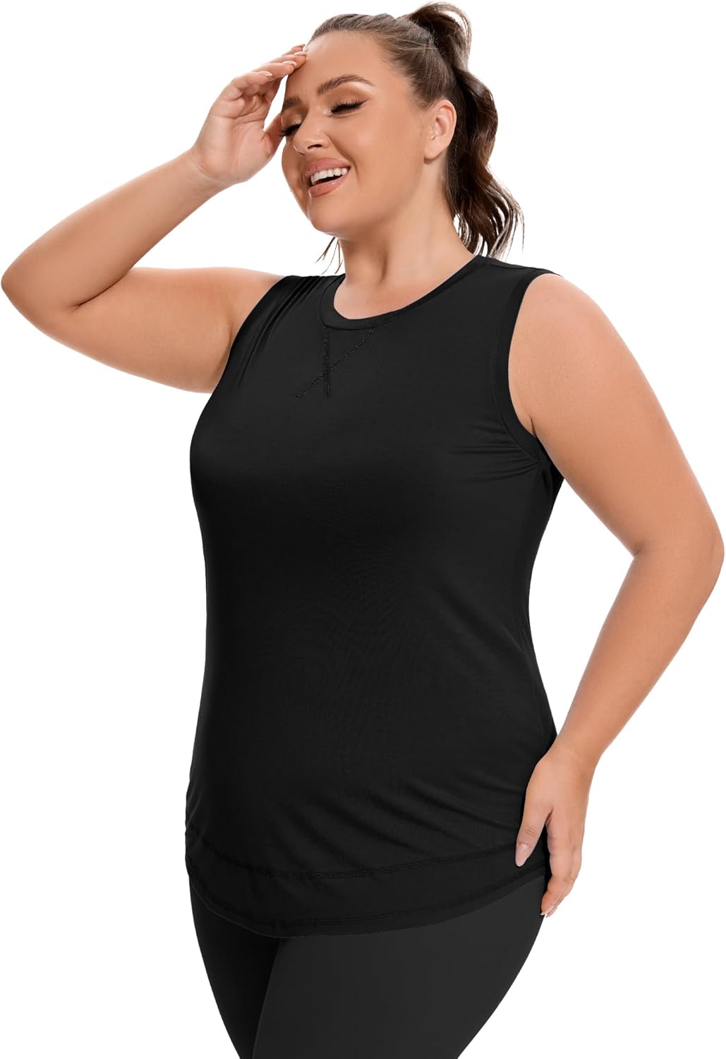 COOTRY Plus Size Workout Tank Tops for Women Sleeveless Yoga Athletic Gym Running Shirts - Image 4