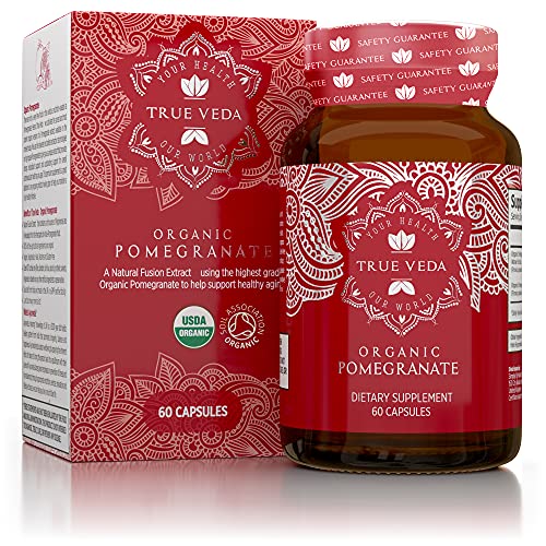 Pomegranate Extract Supplement - Ellagic Acid, High Punicalagins, USDA Certified Organic, Great Antioxidant Supplement,Immune System Booster & Blood Pressure Supplement, 60 Vegan Pomegranate Capsules
