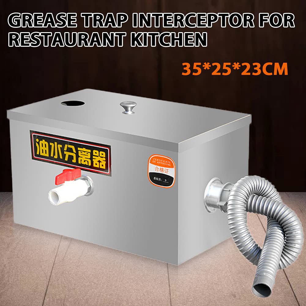 Separatore grasso in acciaio inox, separatore grasso, separatore olio, cucina, per il trattamento, olio minerale, olio vegetale, olio vegetale, 35 x 25 x 23 cm