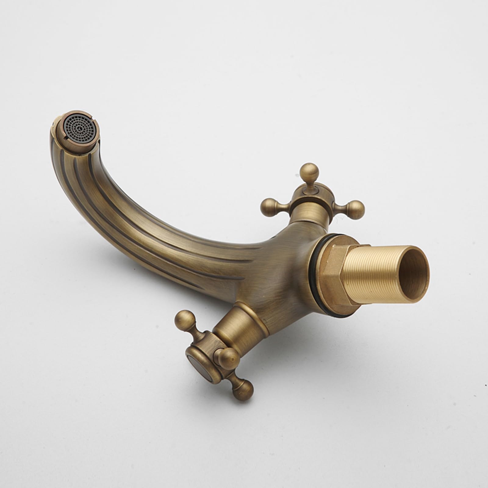 BiaoTeng Grifo Lavabo Vintage con 2 Mandos en Cruz agua Fría y Caliente Grifo Baño Laton Retro