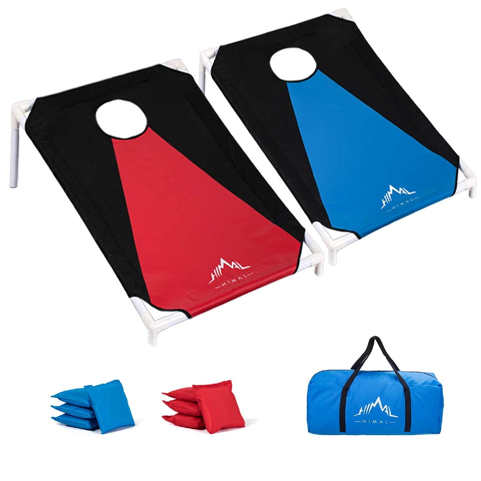 Himal Portable PVC Framed Cornhole Game Set with 8 Bean Bags and Carrying Bag (Blue-Red,3 x 2-feet)