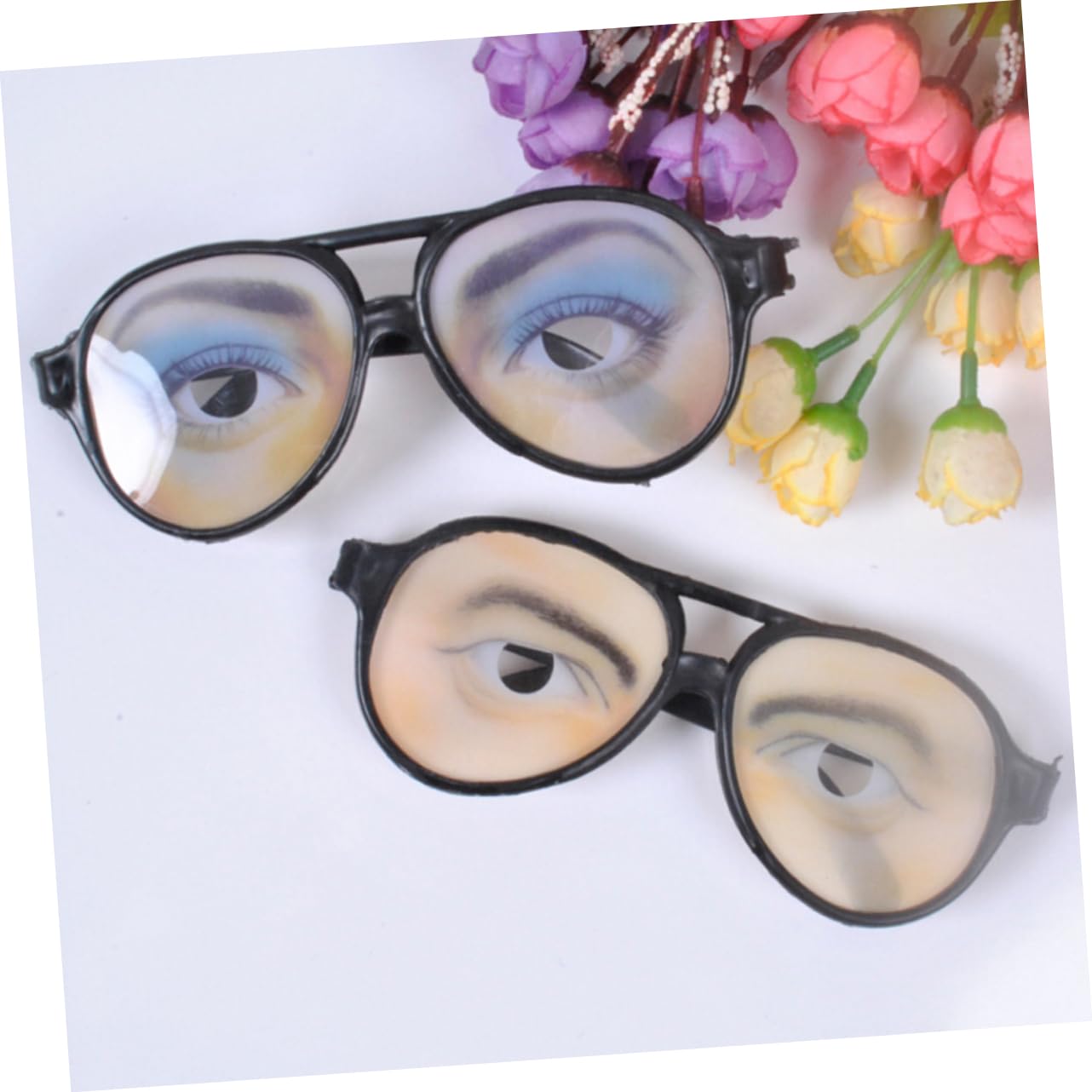 KOMBIUDA 10pcs Glasses for April Fool's Day Eye Glasses Prank Glasses Eyes April Fool's Day Glasses Performance Props Make up Men and Women