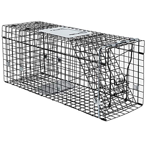 JB-BSQ Capture Cage Collapsible Single-door Live Animal Trap Automatic Humanoid Trap, Capture Cat/mouse, Black, Multi-size (Size : L)