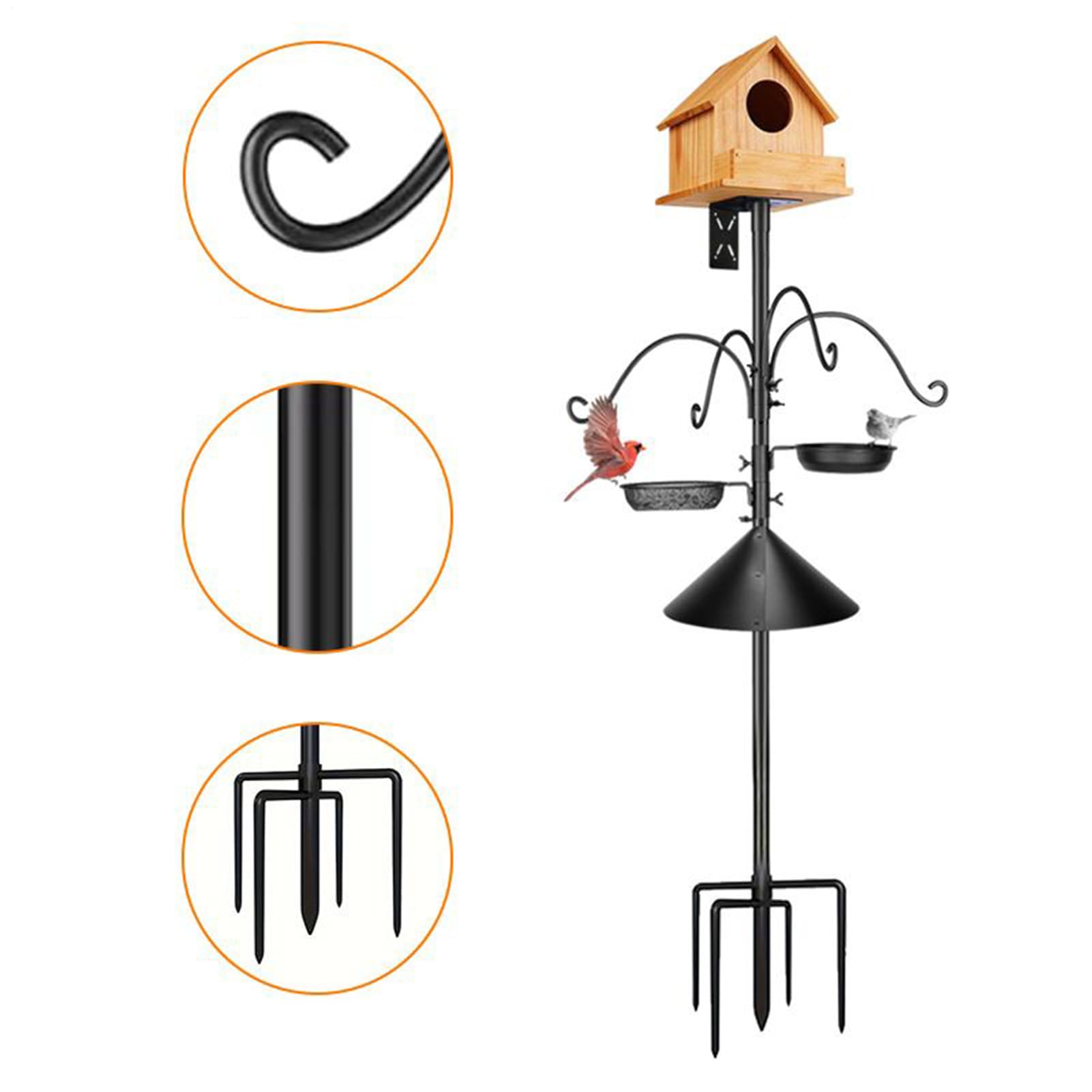 Grand Poteau pour Mangeoire à Oiseaux Support Stable Et Robuste | 234 Centimètres avec Déflecteur Anti-Écureuils Pour Station Météo Animaux Attirer Faune Jardin Patio