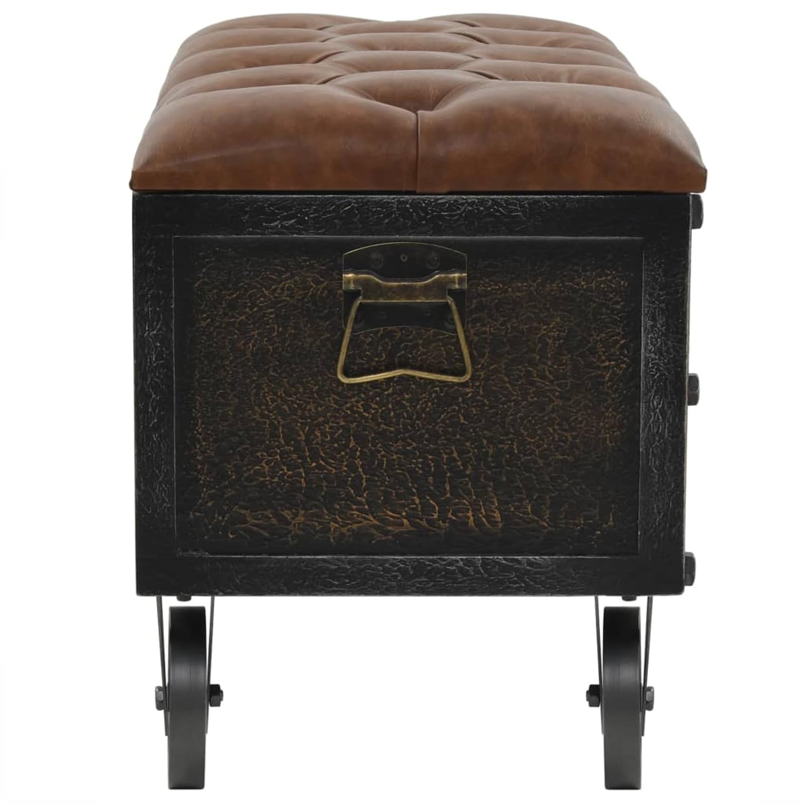 Gecheer Banco de almacenaje Madera Maciza Cuero sintético 80,5x41x50cm