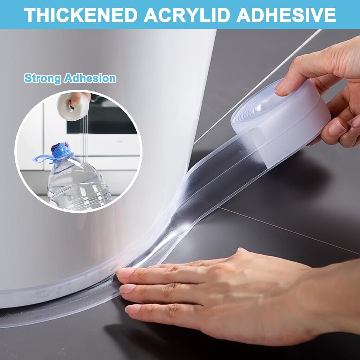 Nastro Sigillante Impermeabile Per Doccia E Vasca - 2 Rotoli, PVC Autoadesivo, 3,8 Cm X 3,2 M, Antimuffa - Foto 10