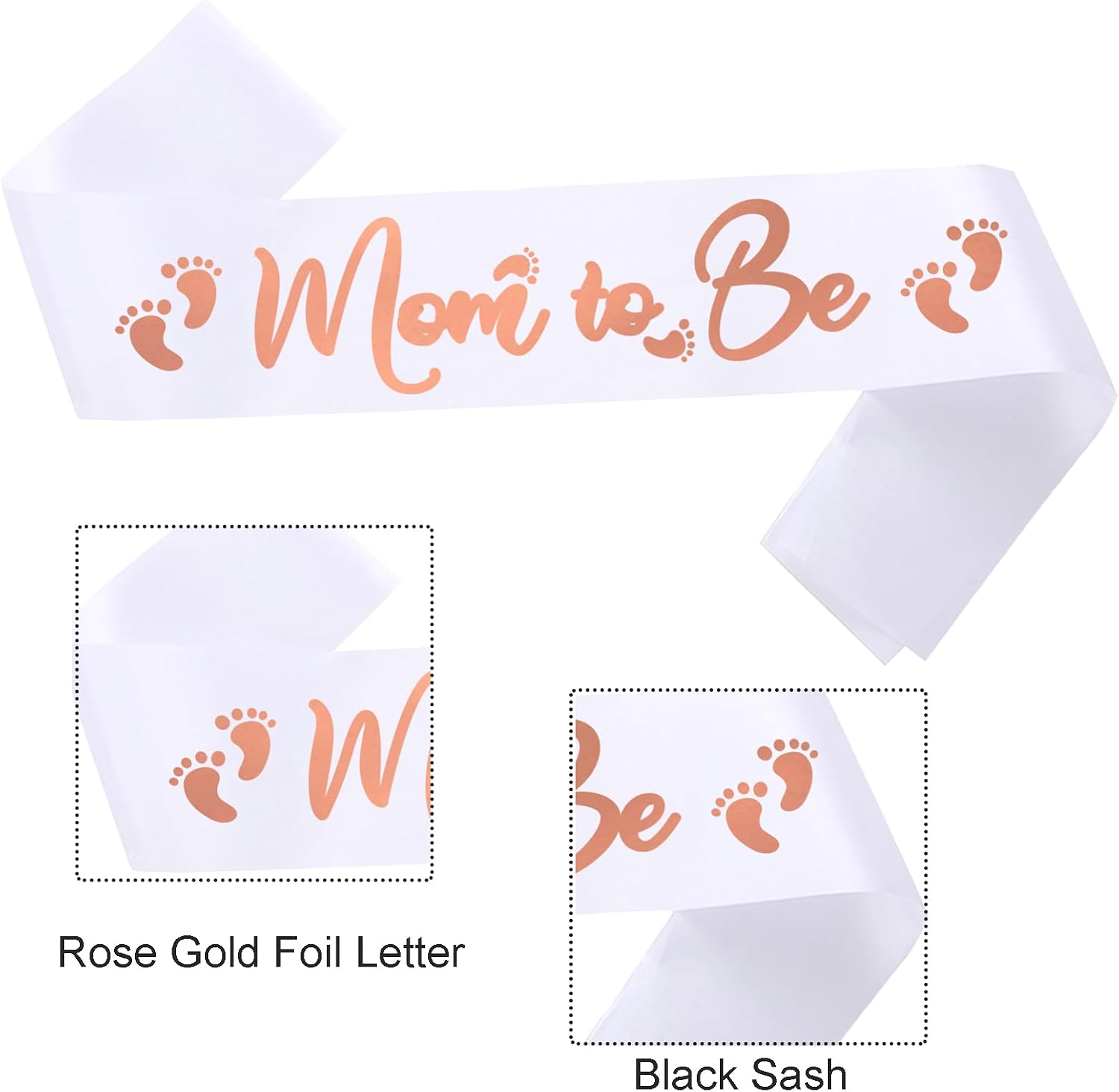 Momma To Be & Daddy To Be Baby Shower Sash Bundle - Girl or Boy Baby Shower Party Decorations,Mommy Supplies Gender Reveal(Black Gold&White Rose Gold) image 4