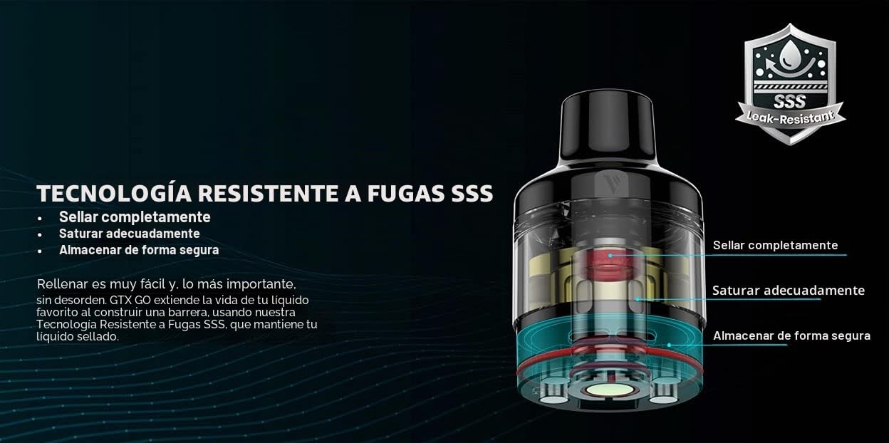 Original V.aporesso GTX GO 80 3000mAh Batería Integrada Mod con 5ml Pod & GTX Mesh 0.2ohm Coil Kits E Cigarette