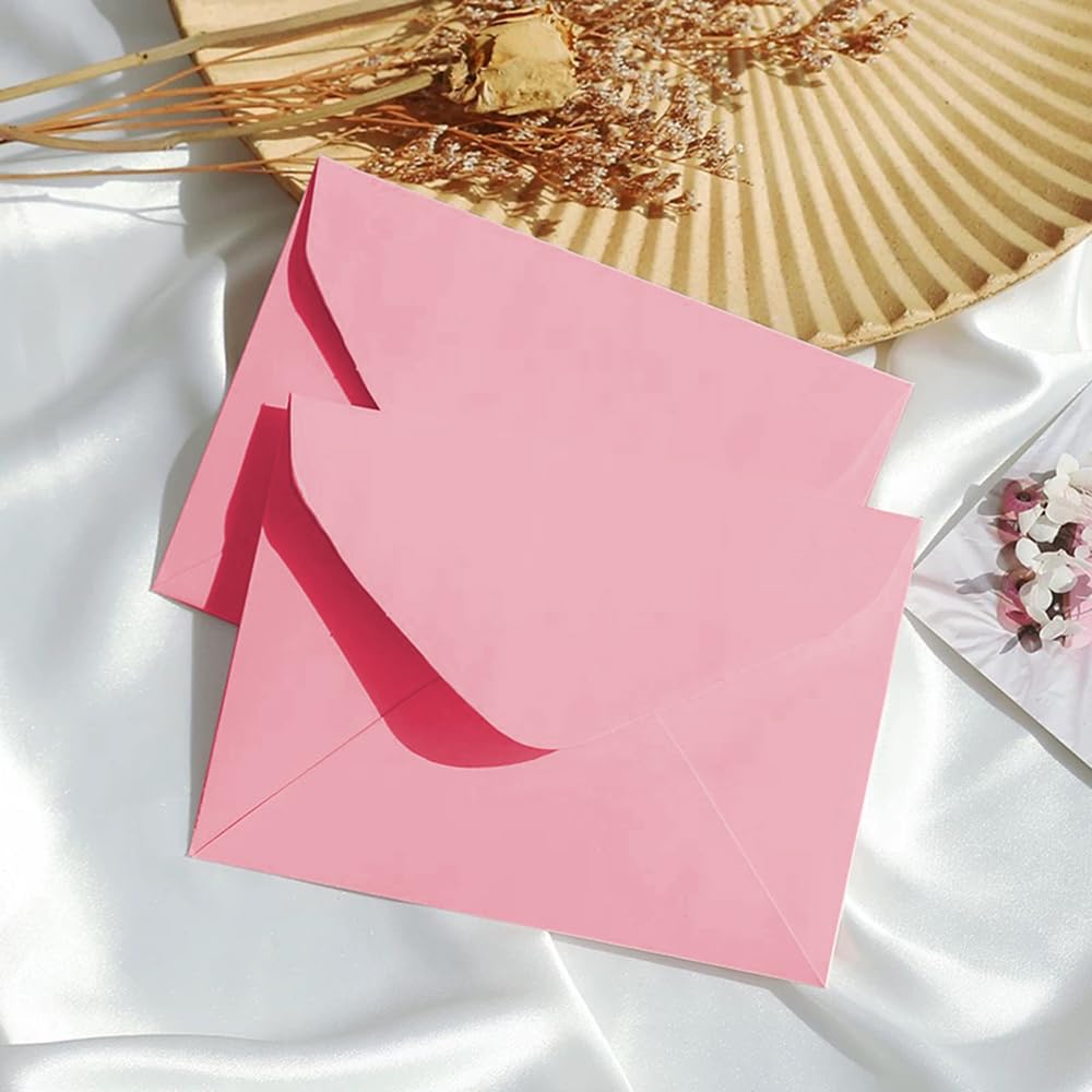 WYAN Sobres Pequeños - 50 Pcs 15 * 10cm Rosa Sobres Regalo, Sobre Navidad, para Regalos, Tarjetas De Felicitación, Bodas, Negocios, Invitaciones (Tarjetas y Pegamento no Incluidos)