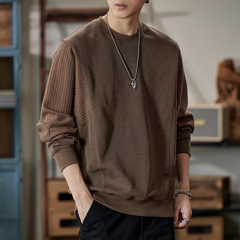 Men's Panel 400g Crew Neck Sweatshirt Raglan Sleeve Embroidery Sweatshirt4