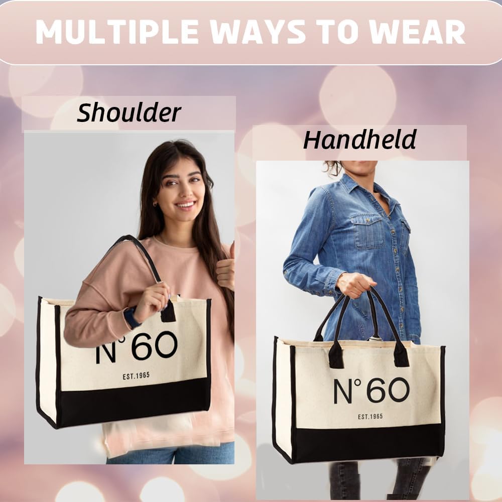 30th/40th/50th/60th/70th Birthday Gift Canvas Tote Bag for Women, Keepsake Beach Bag Party Birthday for Her - Image 6