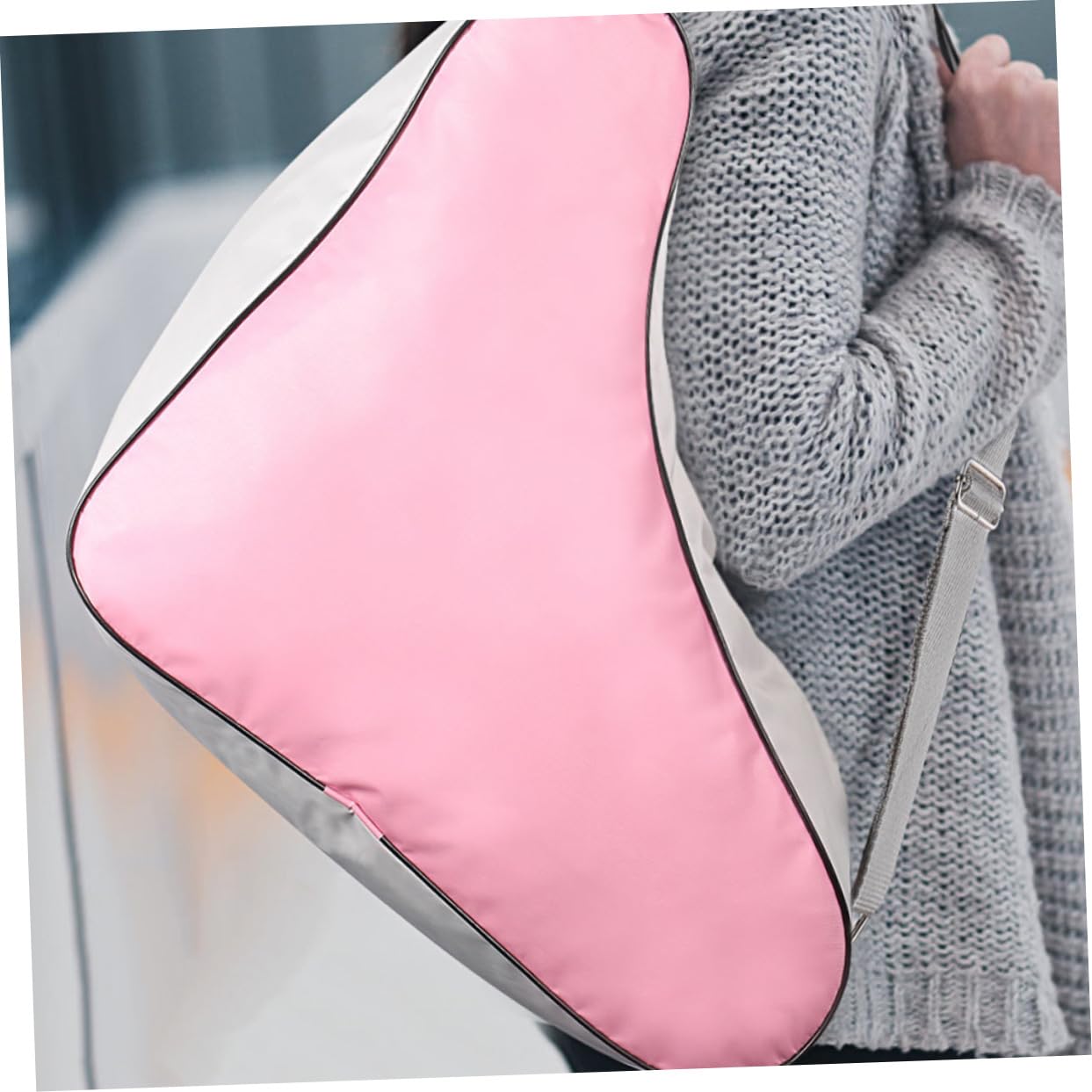 Kisangel Borsa Pattini Rotelle a Mano Triangolare Rosa 2 Pezzi | Pattini da Ghiaccio e Roller, Formato Pratico, Adatta a Molte Occasioni, Design Compatto