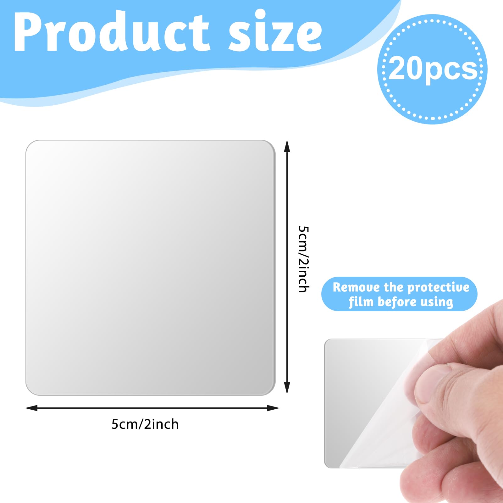 Lot De 50 Mini Miroirs Autocollants Carrés En Acrylique - 2,5 X 2,5 Cm - Pour Décoration Murale, DIY, Artisanat, Salle De Bain, Cuisine
