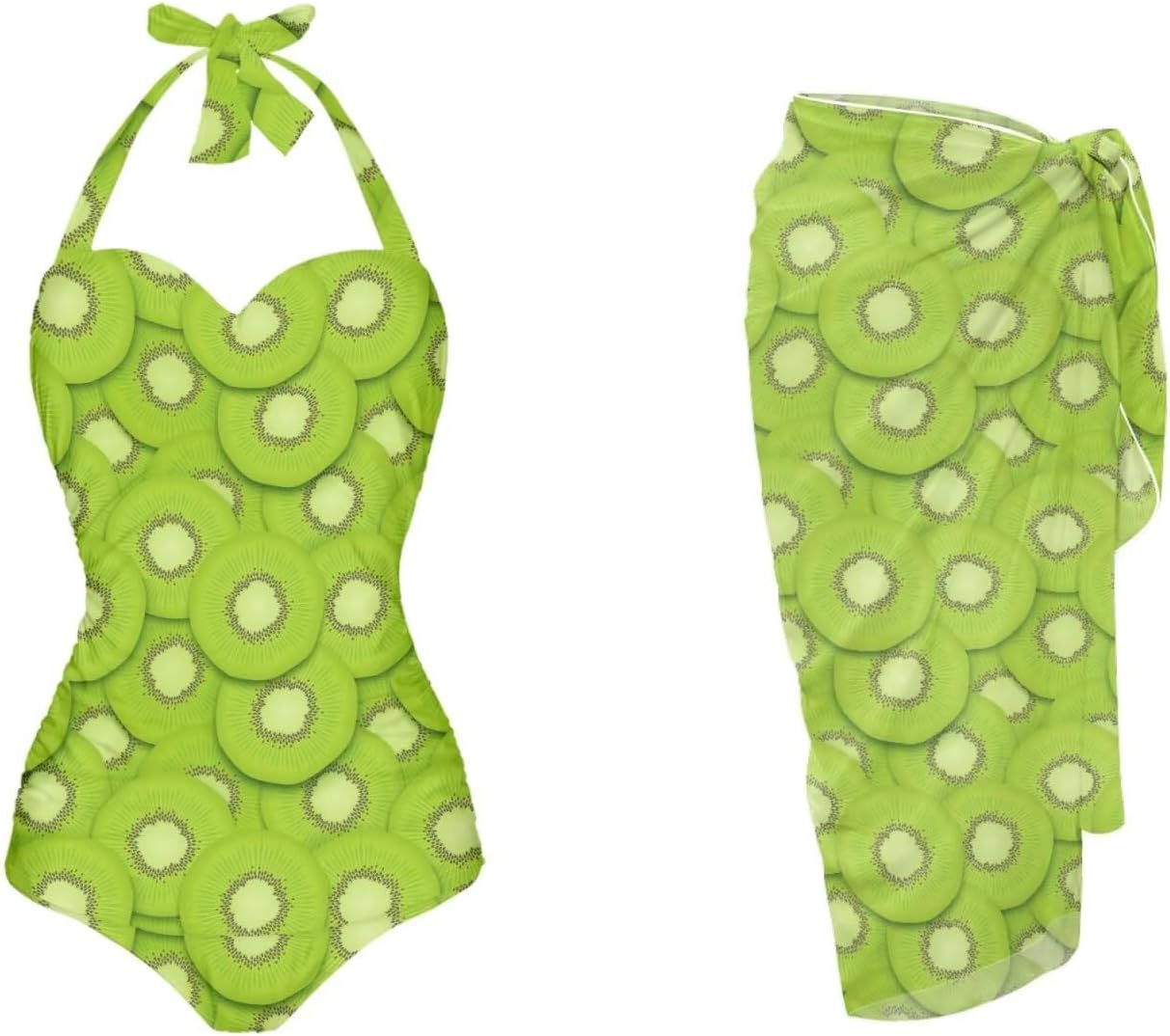 Womens One-Piece Swimsuits with Cover Up Wrap Skirt Tummy Control Swimwear Plus Size Bathing Suit 2X Monokini