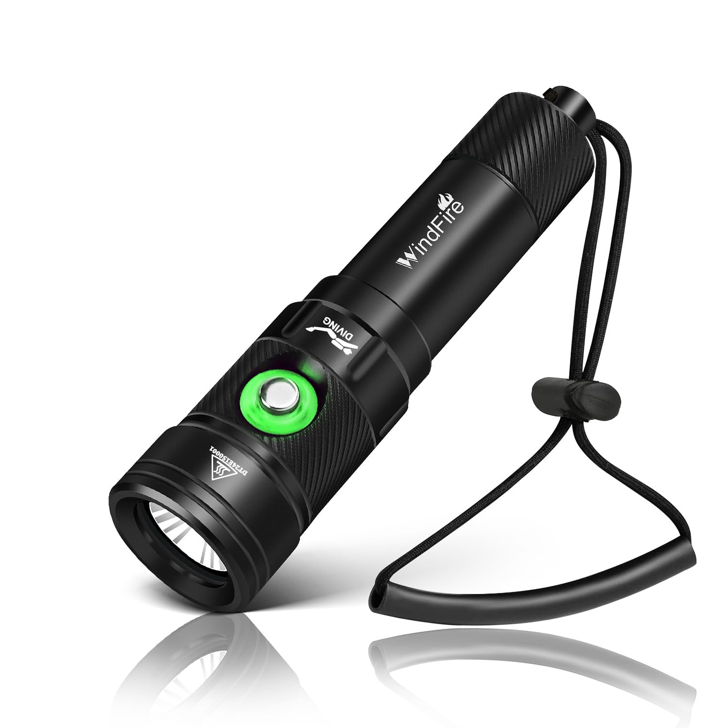 WINDFIRE Dive Light Scuba Diving Flashlight, IPX8 Waterproof Flashlight, 4 Modes Underwater Lights with Power Indicator, Snorkeling Light with Rechargeable Battery for Night Diving