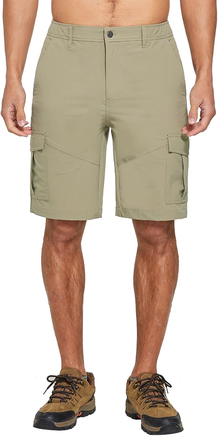 Mens Hiking Shorts Classic Relaxed Fit Stretch Cargo Casual with Multi Pockets Water-Resistant UPF Big and Tall Sizes: Clothing
