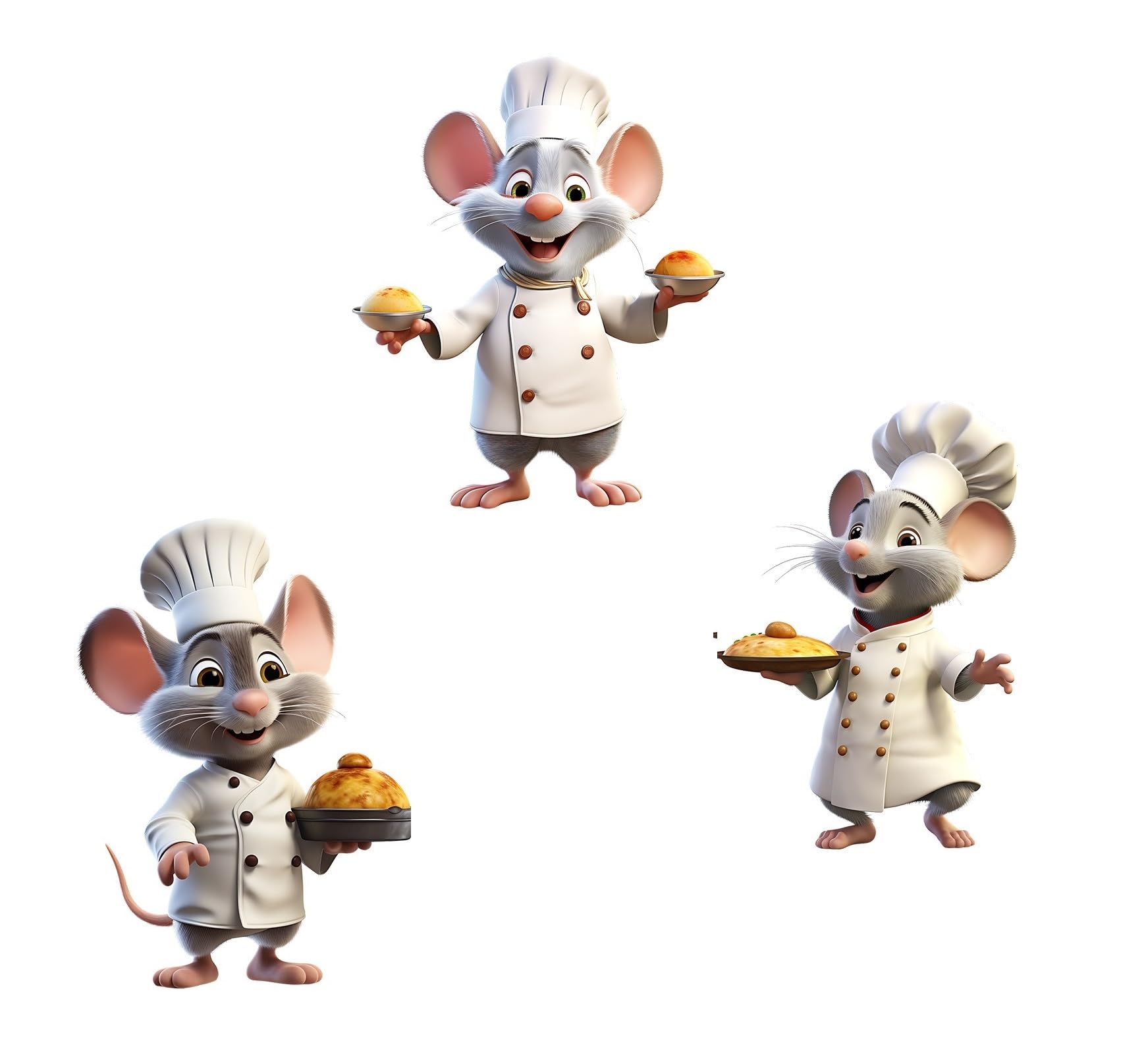 COVPAW 3x Wandaufkleber süss kleine Mäuser Koch Küche Kinderzimmer Wandtattoo Maus Küchenmeister Kuchen Essen Wandsticker Wanddeko Babyzimmer Wohnzimmer Schlafzimmer Kindergarten (Mauskoch)