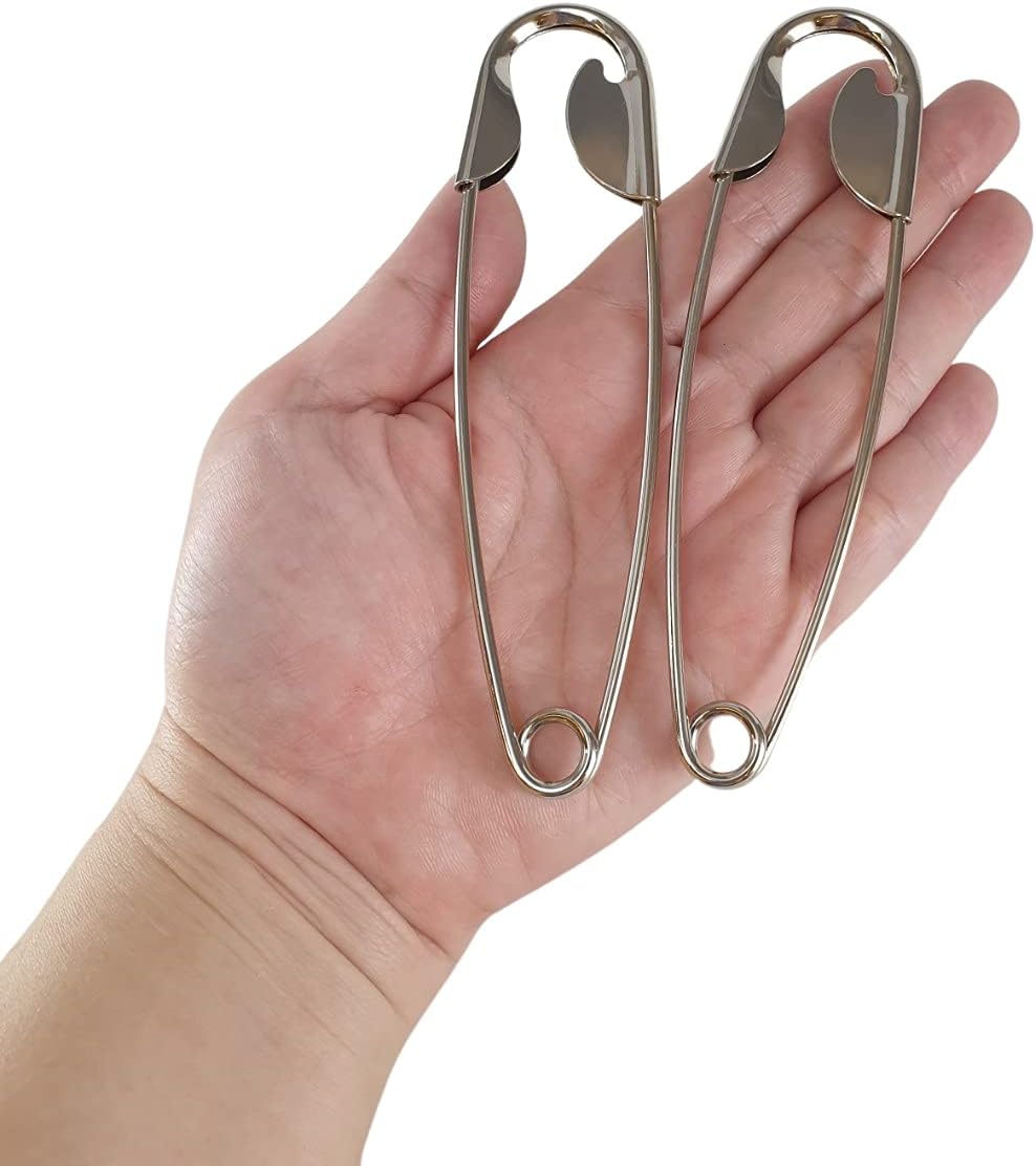 Littledream 2 Pcs 5 inch Safety Pins Stainless Steel Large for Jumbo Blanket Giant Safety Pins Heavy Duty Sewing, Quilting Craft Diaper Laundry Bag Clothes Fabric Upholstery